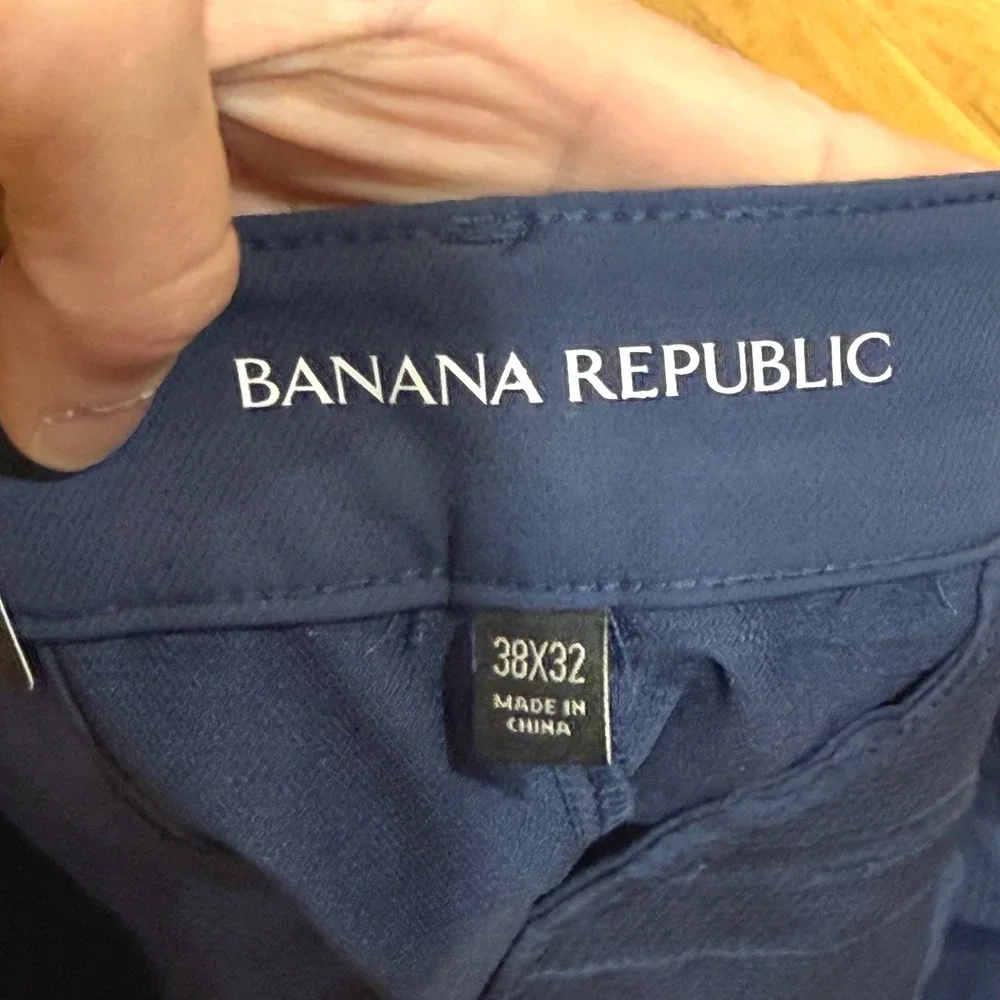Banana Republic Mens Blue Flat Front Performance Pants 38x32 New With Tags‎
